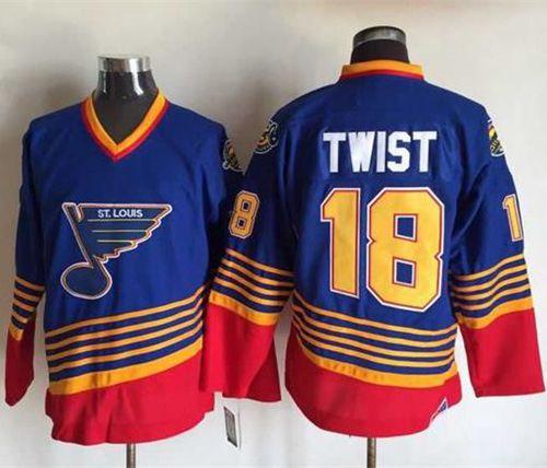 Blues #18 Tony Twist Light Blue Red CCM Throwback Stitched Jersey - Zenithce