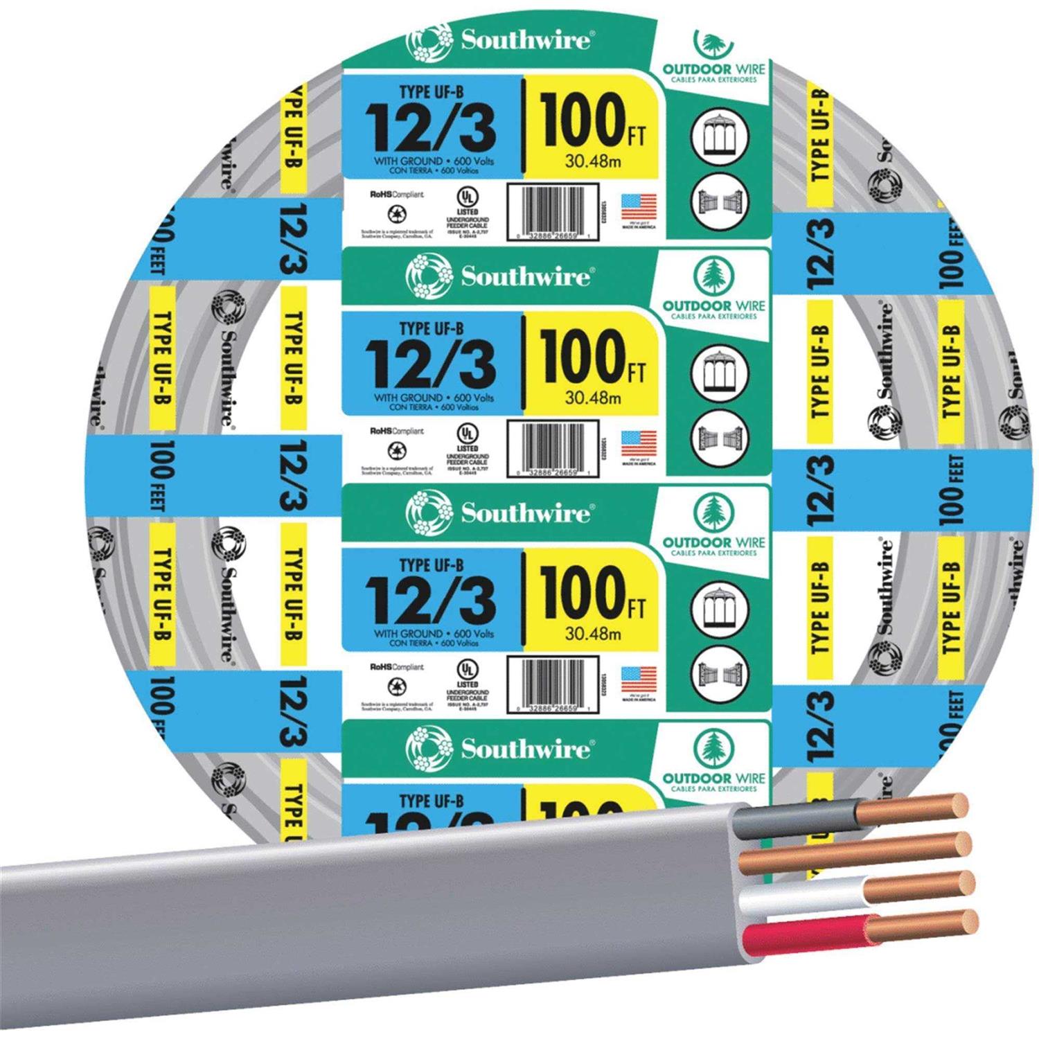 Southwire 100 ft. 14/3 Solid Romex Type NM-B WG Non-Metallic Wire - Zenithce