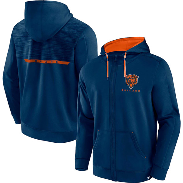 Chicago Bears Navy Defender Evo Full-Zip Hoodie - Zenithce