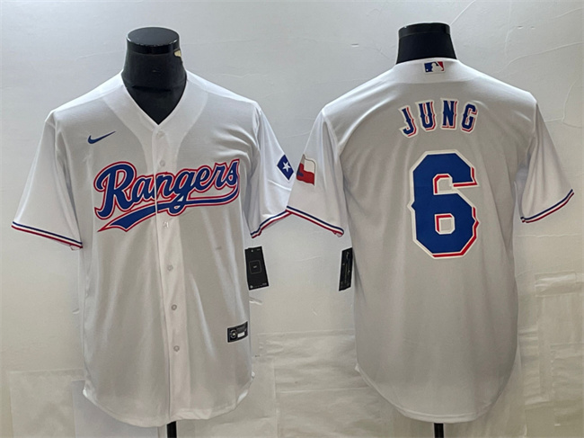 Texas Rangers #6 Josh Jung White With Patch Cool Base Stitched Jersey - Zenithce