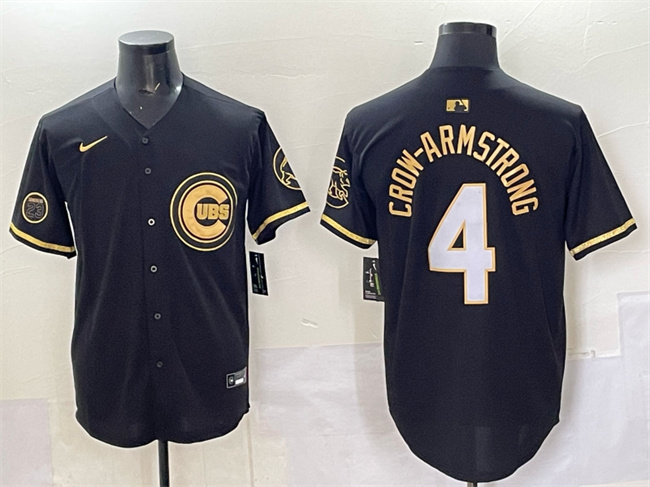 Chicago Cubs #4 Pete Crow-Armstrong Black Gold 'Ryne Sandberg Tribute' Vapor Limited V2 Stitched Jersey - Zenithce