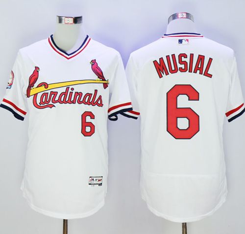 Cardinals #6 Stan Musial White Flexbase Authentic Collection Cooperstown Stitched Jersey - Zenithce