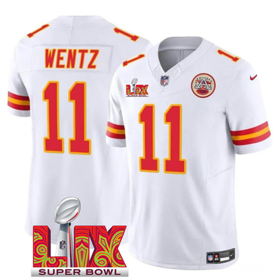 Kansas City Chiefs #11 Carson Wentz White 2025 F.U.S.E. Super Bowl LIX Patch Vapor Untouchable Limited Stitched Jersey - Zenithce