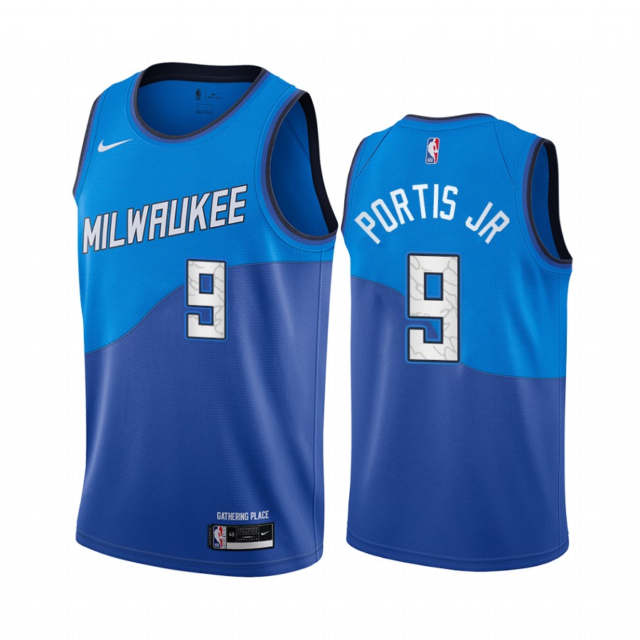 Bucks #9 Bobby Portis Blue Swingman 2020-21 City Edition Jersey - Zenithce