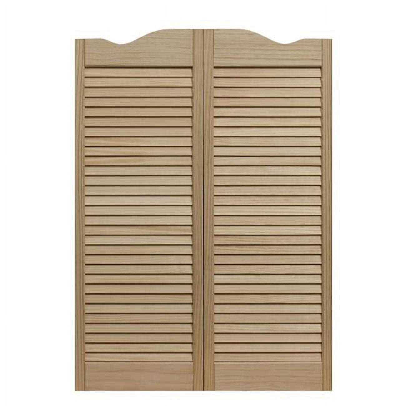 Pinecroft Dixieland Louvered Solid Core Unfinished Pine 42 in. Interior Cafe Door with Hardware - Zenithce
