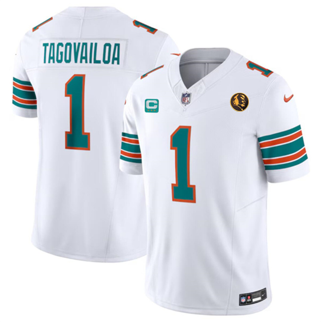 Miami Dolphins #1 Tua Tagovailoa White 2023 F.U.S.E. Alternate With John Madden Patch And 3-Star C Patch Vapor Limited Stitched Jersey - Zenithce