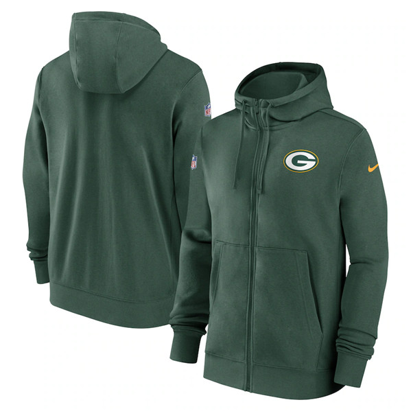 Green Bay Packers Green Sideline Club Performance Full-Zip Hoodie - Zenithce