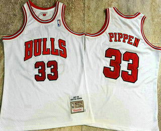 Chicago Bulls #33 Scottie Pippen 1997-98 White Hardwood Classics Soul AU Throwback Jersey - Zenithce