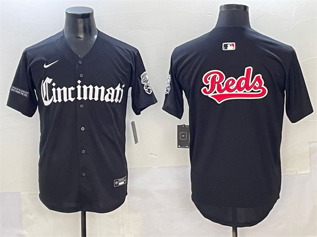 Cincinnati Reds Team Big Logo Black 'Gothic Queen City Edition' Vapor Premier Limited Stitched Jersey - Zenithce