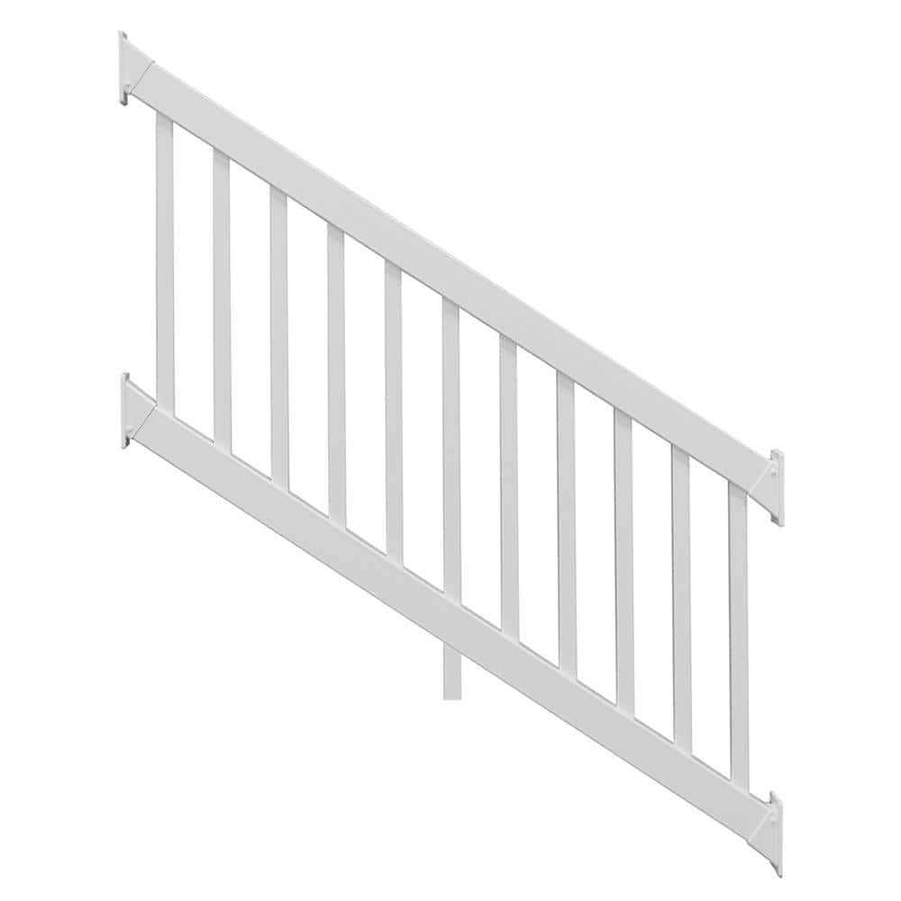 Weatherables Naples 3 ft. H x 8 ft. W White Vinyl Stair Railing Kit - Zenithce