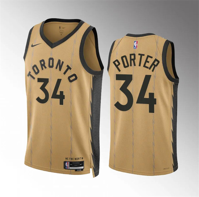 Toronto Raptors #34 Jontay Porter Gold 2023-24 City Edition Stitched Jersey - Zenithce