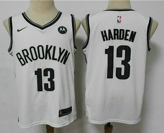Brooklyn Nets #13 James Harden 2021 White Swingman Stitched Jersey With The NEW Sponsor Logo - Zenithce