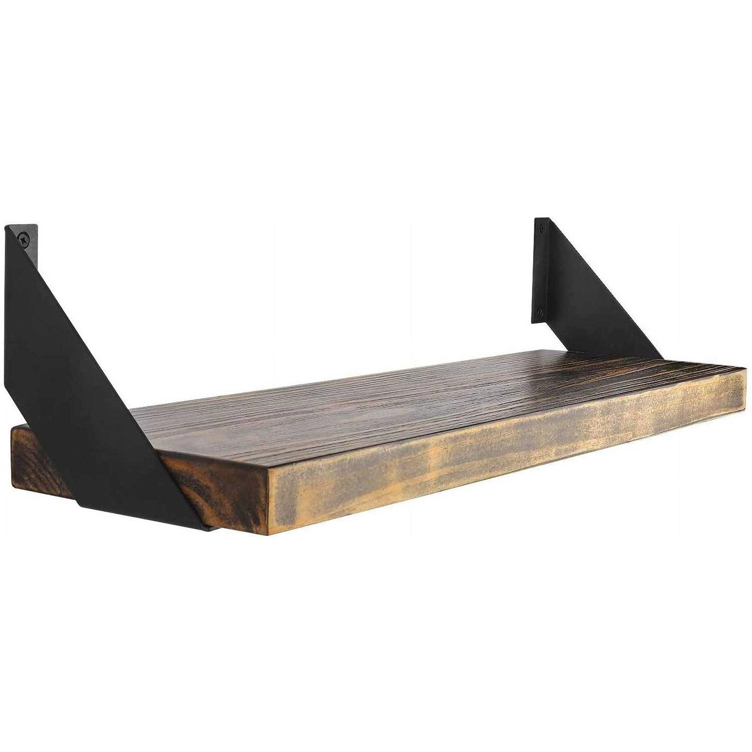 FOYO Iron Shelf Brackets Flat Angle Curved Black Floating Industrial Shelves Support Brackets - Zenithce