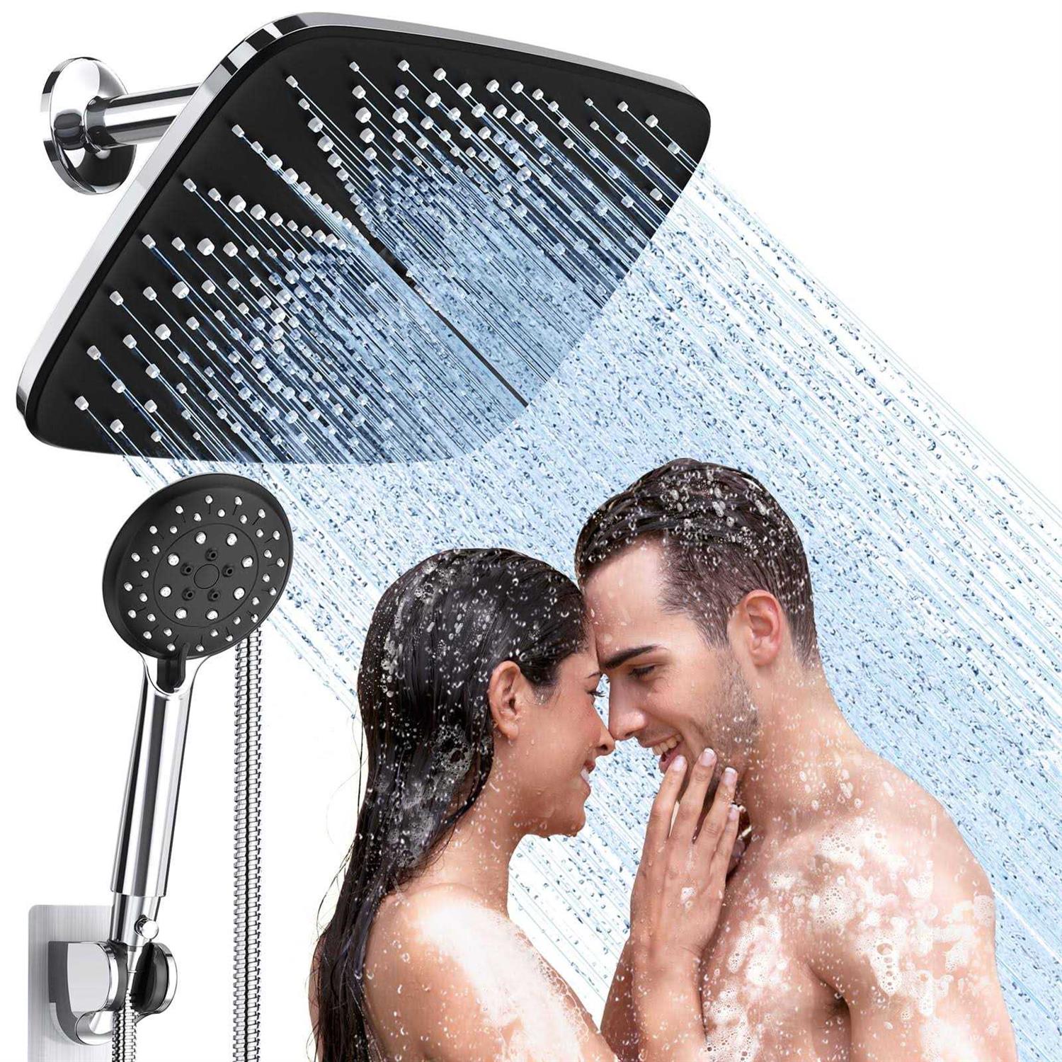 Veken 12 Inch High Pressure Rain Shower Head -Shower Heads with 5 Modes Handheld Spray Combo - Zenithce