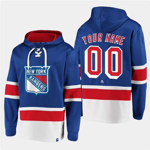 New York Rangers Custom Royal All Stitched Sweatshirt Hoodie - Zenithce