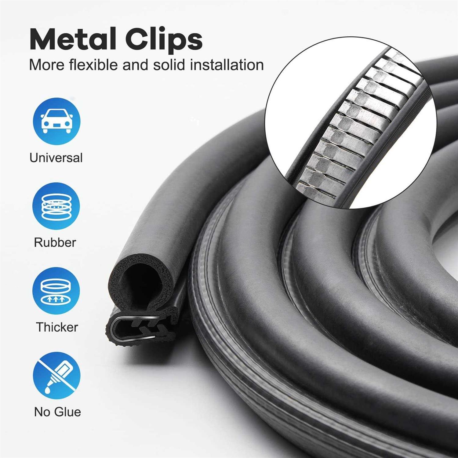Rubber Seal Strip Car Door Automotive Weather Stripping Black Trim with EPDM Rubber Bulb Side Universal Fit for Cars, Trucks, RVs, Boats, and Home - Zenithce