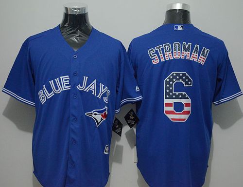 Blue Jays #6 Marcus Stroman Blue USA Flag Fashion Stitched Jersey - Zenithce