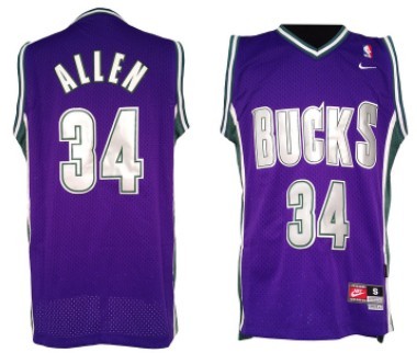 Milwaukee Bucks #34 Ray Allen Purple Swingman Throwback Jersey - Zenithce