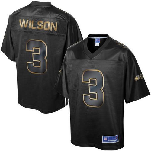 Seahawks #3 Russell Wilson Pro Line Black Gold Collection Stitched Game Nike Jersey - Zenithce