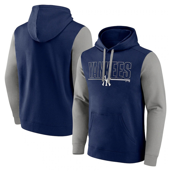New York Yankees Navy Outline Fleece Pullover Hoodie - Zenithce