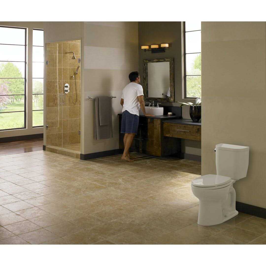 Toto Entrada Two-Piece Elongated 1.28 GPF Universal Height Toilet with Right-Hand Trip Lever CST244EFR#01 - Zenithce