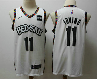 Brooklyn Nets #11 Kyrie Irving NEW White 2020 City Edition Swingman Jersey With The Sponsor Logo - Zenithce