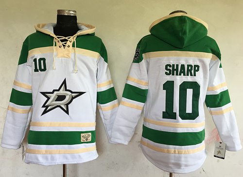 Stars #10 Patrick Sharp White Sawyer Hooded Sweatshirt Stitched Jersey - Zenithce