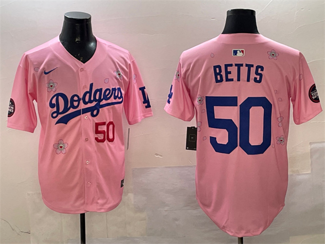 Los Angeles Dodgers #50 Mookie Betts Pink 2025 Tokyo Series Limited Stitched Jersey - Zenithce