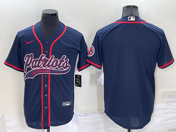 New England Patriots Blank Navy Cool Base Stitched Baseball Jersey - Zenithce