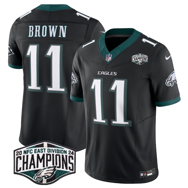 Philadelphia Eagles #11 A.J. Brown Black 2024 New NFC East Champions F.U.S.E. Vapor Untouchable Limited Stitched Jersey - Zenithce
