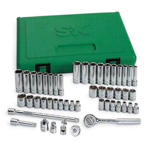 SK 49-Piece 6 Point Fractional/Metric Socket Set 94549 - Zenithce
