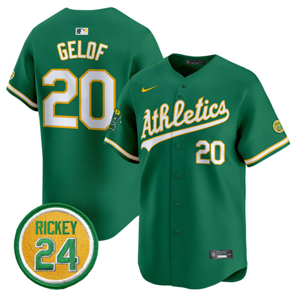 Oakland Athletics #20 Zack Gelof Green 2024 Limited With Rickey Henderson Patch Stitched Jersey - Zenithce