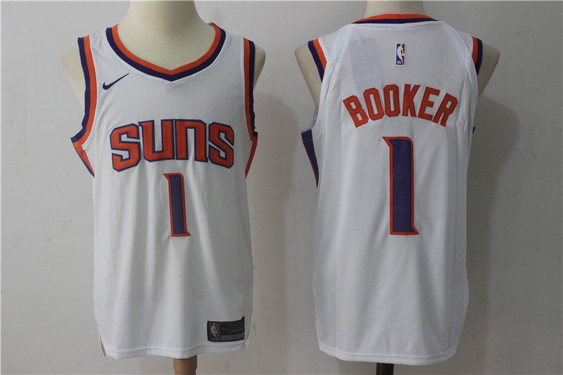 Phoenix Suns #1 Devin Booker New White 2017-2018 Swingman Stitched Jersey - Zenithce