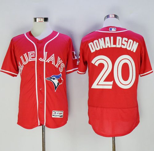 Blue Jays #20 Josh Donaldson Red Flexbase Authentic Collection Canada Day Stitched Jersey - Zenithce
