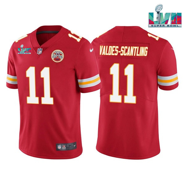Kansas City Chiefs #11 Marquez Valdes-Scantling Red Super Bowl LVII Patch Vapor Untouchable Limited Stitched Jersey - Zenithce