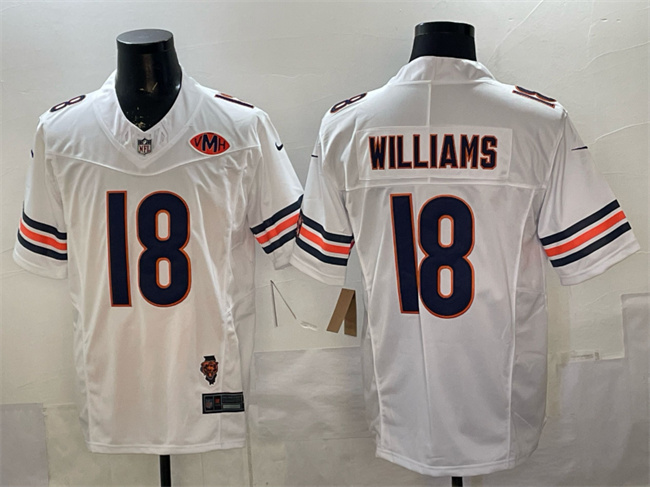 Chicago Bears #18 Caleb Williams White F.U.S.E. With Illinois and VMH Patch Stitched Jersey - Zenithce