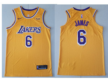 Los Angeles Lakers #6 LeBron James Gold Swingman Icon Edition Jersey - Zenithce