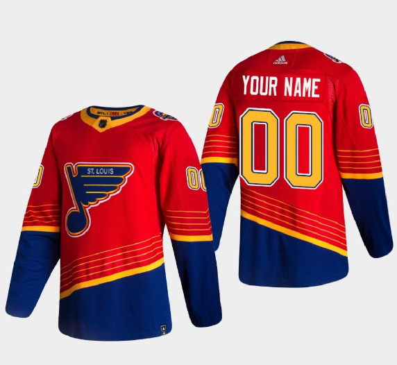 St. Louis Blues Custom 2021 Red Reverse Retro Stitched Jersey - Zenithce