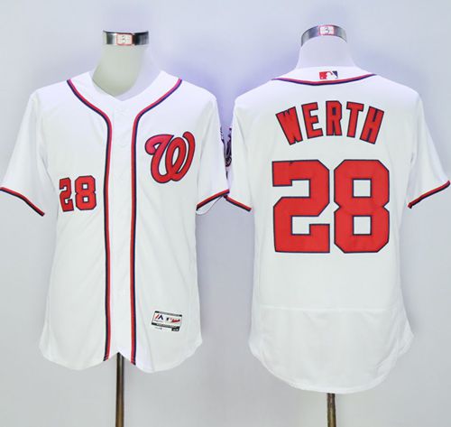Nationals #28 Jayson Werth White Flexbase Authentic Collection Stitched Jersey - Zenithce