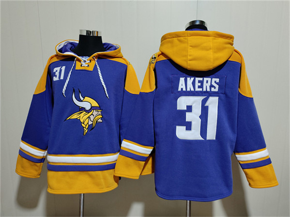 Minnesota Vikings #31 Cam Akers Purple Yellow Ageless Must-Have Lace-Up Pullover Hoodie - Zenithce