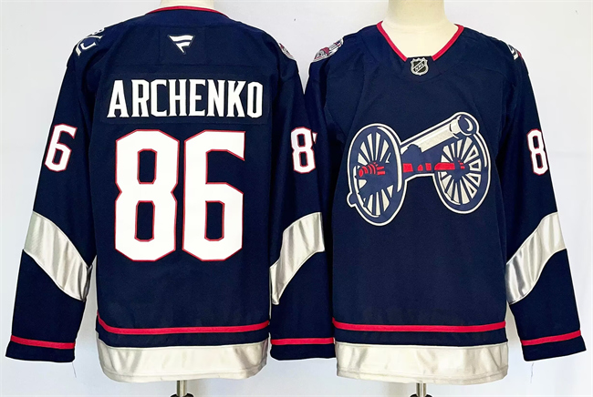 Columbus Blue Jackets #86 Kirill Marchenko Navy 2024-25 With C Patch Stitched Jersey - Zenithce