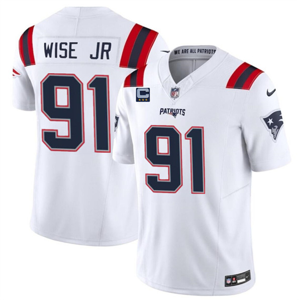 New England Patriots #91 Deatrich Wise Jr White 2024 F.U.S.E. With 3-Star C Patch Vapor Limited Stitched Jersey - Zenithce