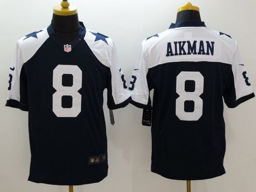 Cowboys #8 Troy Aikman Navy Blue Thanksgiving Throwback Stitched Limited Nike Jersey - Zenithce