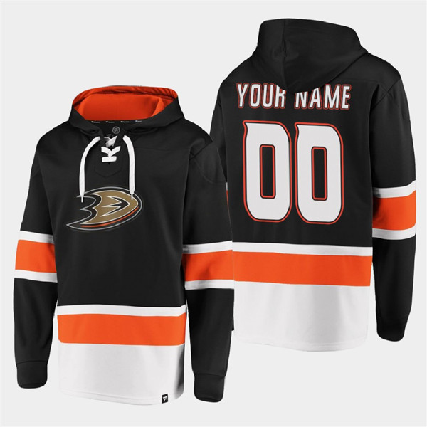 Anaheim Ducks Custom Black Ageless Must-Have Lace-Up Pullover Hoodie - Zenithce