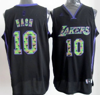 Los Angeles Lakers #10 Steve Nash Black Camo Fashion Jersey - Zenithce