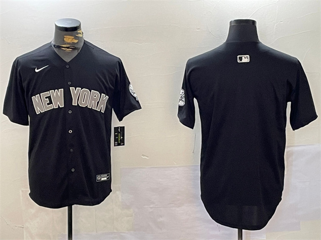 New York Yankees Blank Black With Patch Limited Stitched Jersey - Zenithce