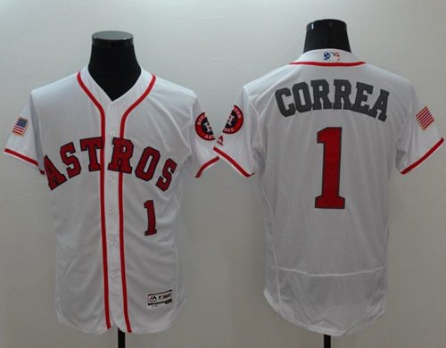 Astros #1 Carlos Correa White Fashion Stars Stripes Flexbase Authentic Stitched Jersey - Zenithce