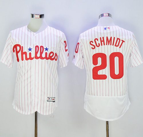 Phillies #20 Mike Schmidt White(Red Strip) Flexbase Authentic Collection Stitched Jersey - Zenithce