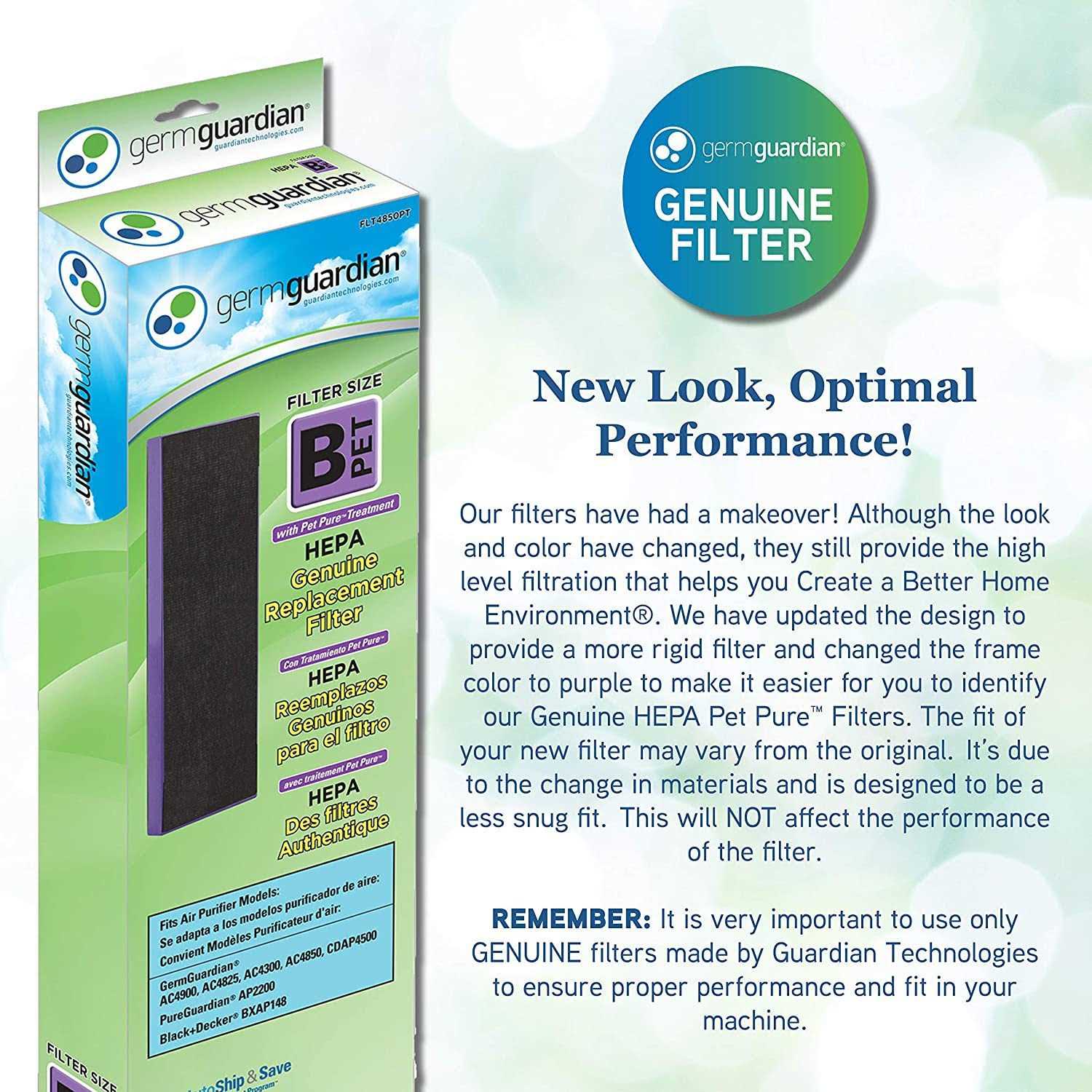 GermGuardian Filter B Pet Pure HEPA Genuine Air Purifier Replacement Filter - Zenithce