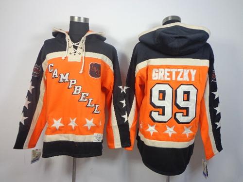Oilers #99 Wayne Gretzky Orange All Star Sawyer Hooded Sweatshirt Stitched Jersey - Zenithce
